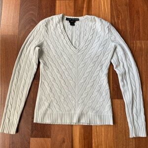 Women's Ralph Lauren Cashmere Cable Knit Sweater - Light Gray